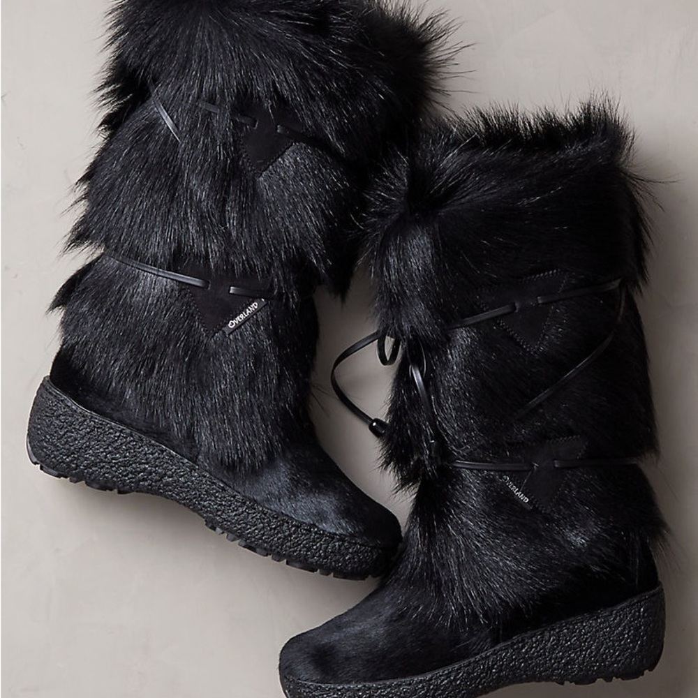 Wool-lined Goat Fur and Calfskin Boots
